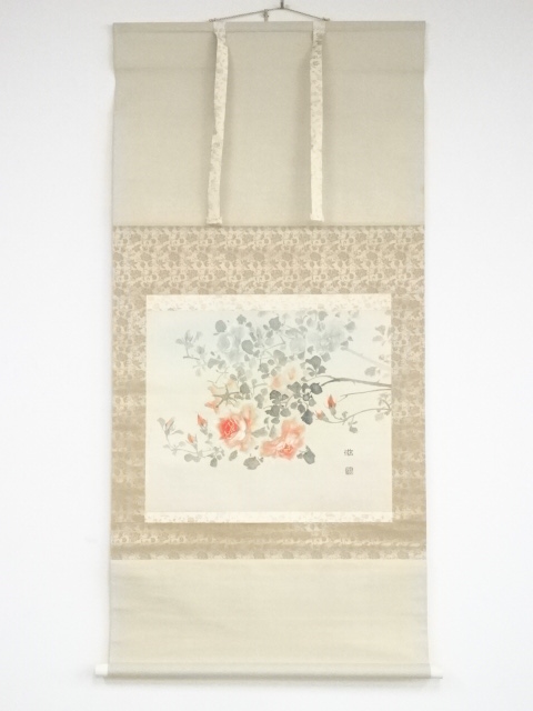 JAPANESE HANGING SCROLL / HAND PAINTED / FLOWER